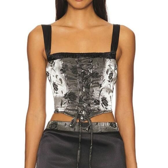 REVOLVE More to Come Celeste Corset Style Tie Front Top in Black XS NEW - Picture 1 of 10